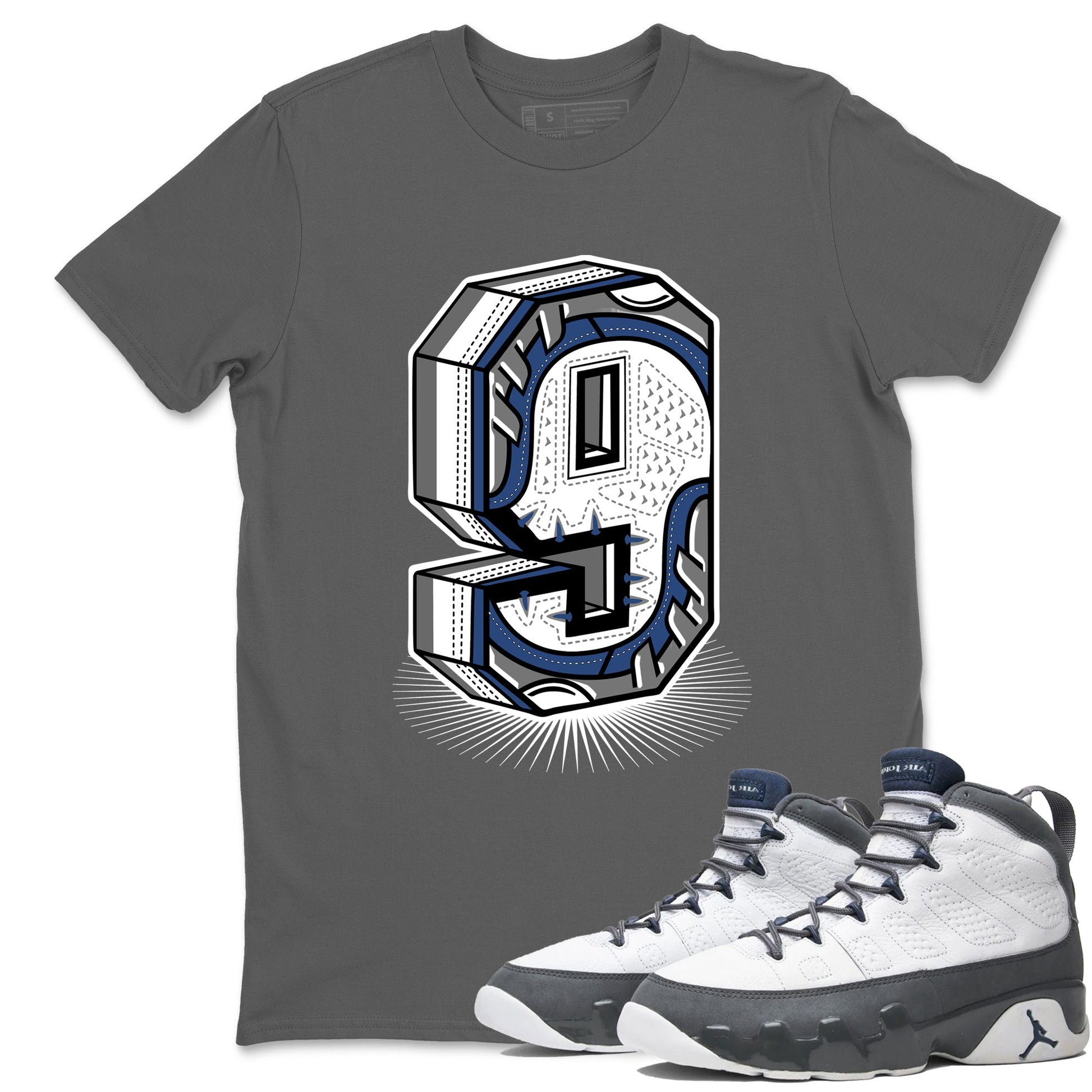 Perfect Valentine's Day Gifts graphic tee  – Sneaker Tees To Match Air Jordan 9 Flint Grey – Number Statue Tee Cool Grey 1