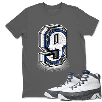 Perfect Valentine's Day Gifts graphic tee  – Sneaker Tees To Match Air Jordan 9 Flint Grey – Number Statue Tee Cool Grey 1