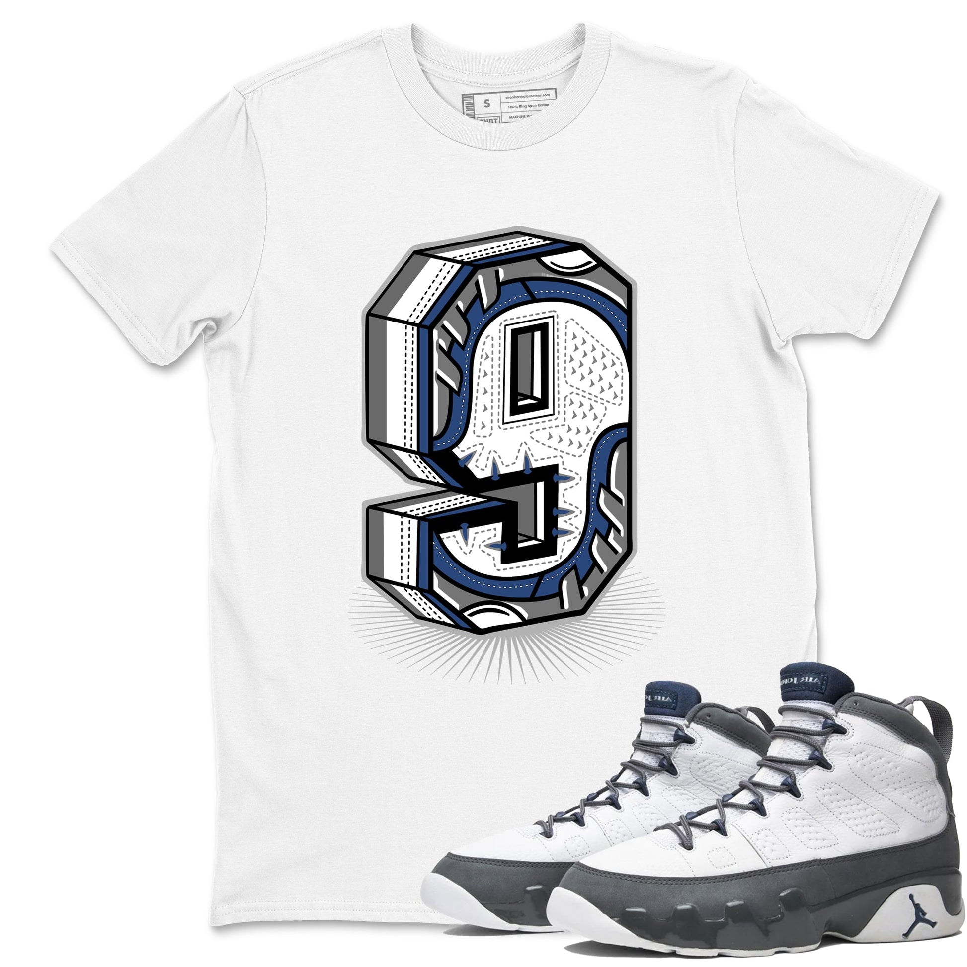 Perfect Valentine's Day Gifts graphic tee  – Sneaker Tees To Match Air Jordan 9 Flint Grey – Number Statue Tee White 1