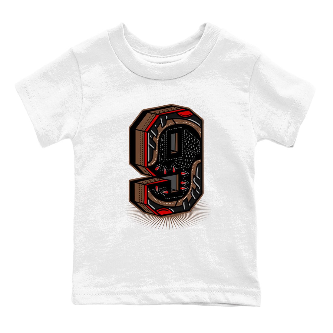 9s Olive shirts to match jordans Number Statue sneaker match tees Air Jordan 9 Olive match shoes to clothes SNRT Sneaker Tees Youth Baby White 2 tee