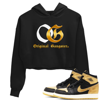 Jordan 1 High OG Black Black Metallic Gold shirts to match jordans OG sneaker match tees Air Jordan 1 Black Black Metallic Gold SNRT Sneaker Release Tees Clothing Sneakerhead ShirtsBlack 1 crop tee