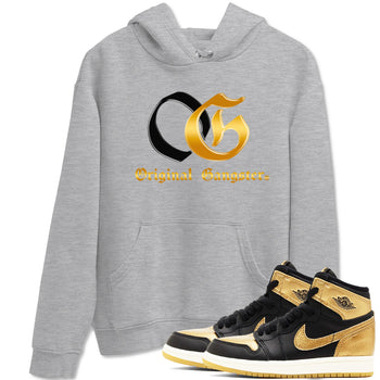 Jordan 1 High OG Black Black Metallic Gold shirts to match jordans OG sneaker match tees Air Jordan 1 Black Black Metallic Gold SNRT Sneaker Release Tees Clothing Sneakerhead ShirtsHeather Grey 1 unisex cotton tee