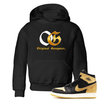 Jordan 1 High OG Black Black Metallic Gold shirts to match jordans OG sneaker match tees Air Jordan 1 Black Black Metallic Gold SNRT Sneaker Release Tees Clothing Sneakerhead ShirtsBaby and Youth Black 1 cotton tee