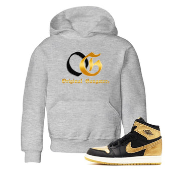 Jordan 1 High OG Black Black Metallic Gold shirts to match jordans OG sneaker match tees Air Jordan 1 Black Black Metallic Gold SNRT Sneaker Release Tees Clothing Sneakerhead ShirtsBaby and Youth Heather Grey 1 cotton tee