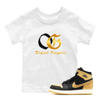 Jordan 1 High OG Black Black Metallic Gold shirts to match jordans OG sneaker match tees Air Jordan 1 Black Black Metallic Gold SNRT Sneaker Release Tees Clothing Sneakerhead ShirtsBaby and Youth White 1 cotton tee