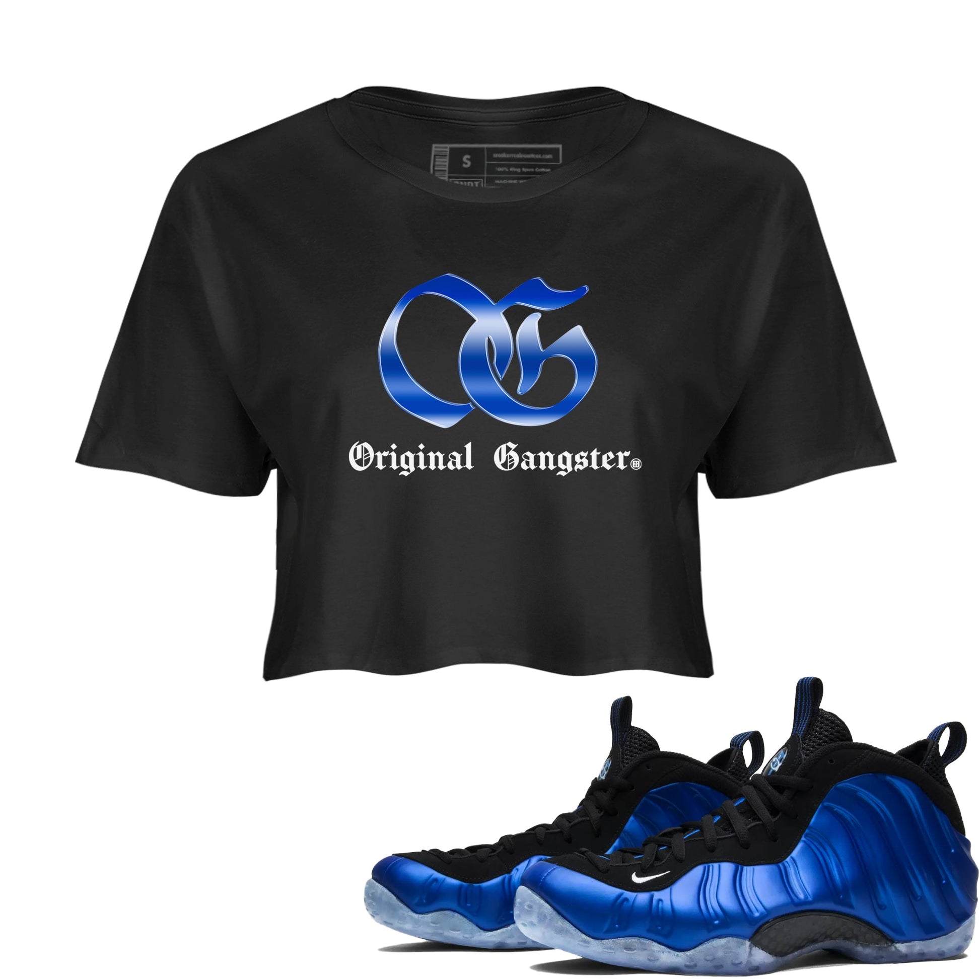 Air Foamposite One Royal Shirts To Match Jordans OG Gangster Sneaker Shirts Air Foamposite One Royal SNRT Sneaker Release Tees Unisex Cotton Crew Neck Black 1 Crop Shirts