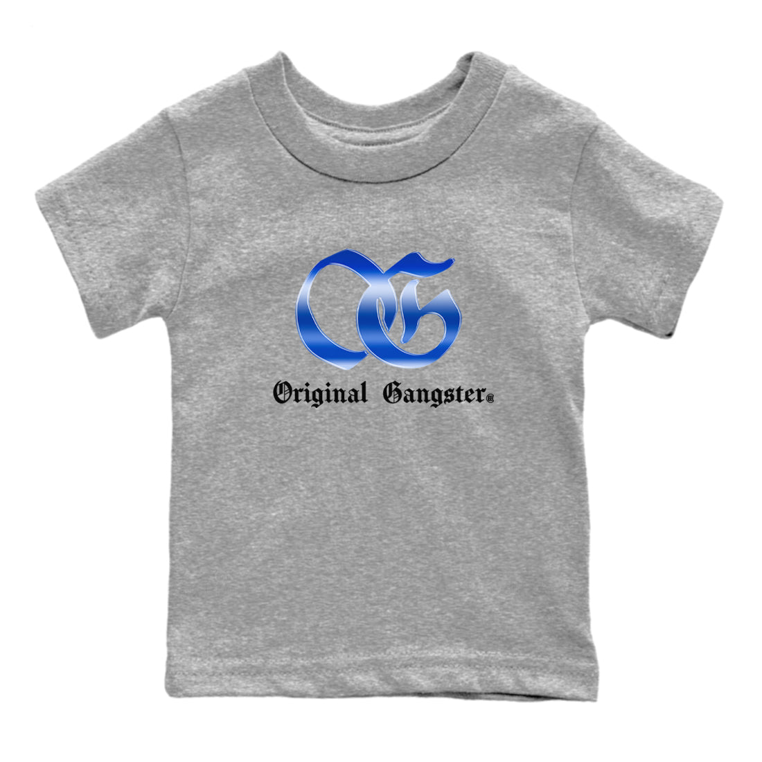 Air Foamposite One Royal Shirts To Match Jordans OG Gangster Sneaker Shirts Air Foamposite One Royal SNRT Sneaker Release Tees Baby Youth Toddler Heather Grey 2 crew neck shirts