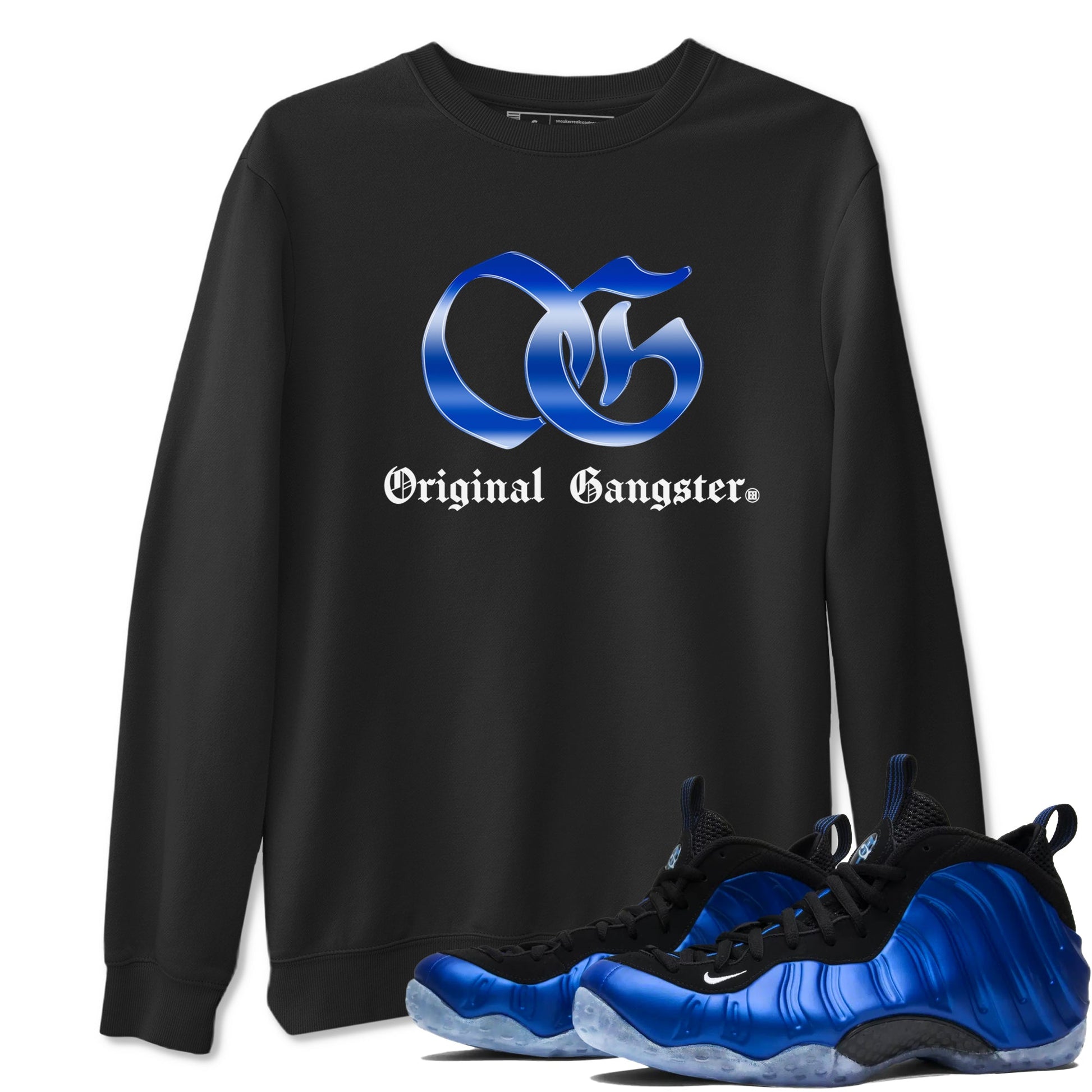 Air Foamposite One Royal Shirts To Match Jordans OG Gangster Sneaker Shirts Air Foamposite One Royal SNRT Sneaker Release Tees Unisex Cotton Crew Neck Black 1 crew neck shirts