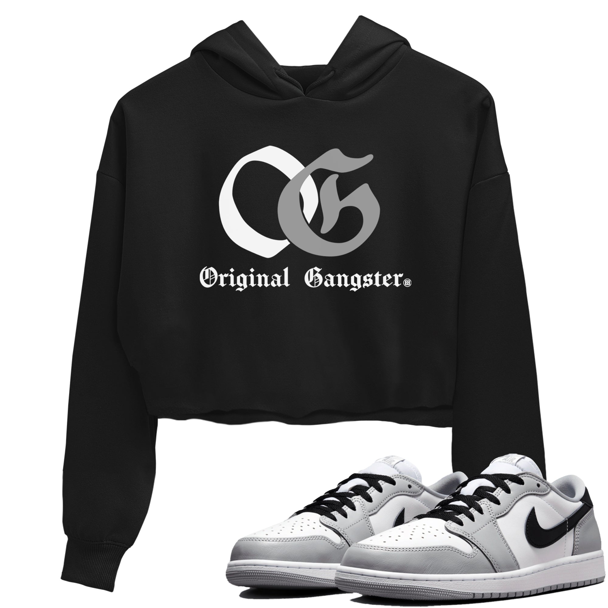 1s Wolf Grey Shirts To Match Jordans OG Original Gangster Sneaker Match Tees Air Jordan 1 Low OG Wolf Grey SNRT Sneaker Release Tees Streetwear Clothing brand Black 1 crop tee