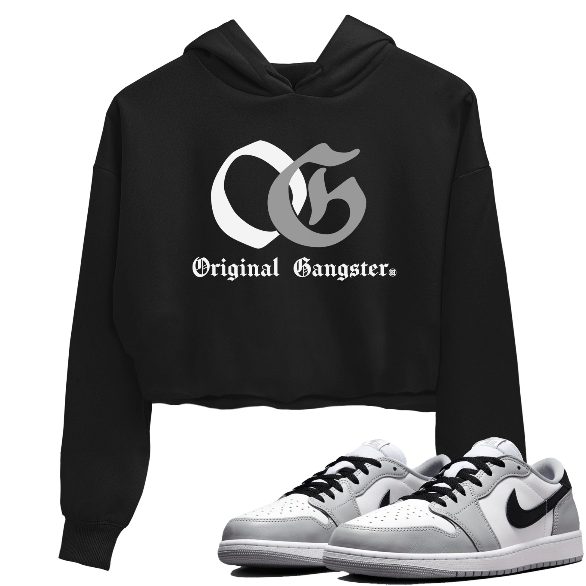 1s Wolf Grey Shirts To Match Jordans OG Original Gangster Sneaker Match Tees Air Jordan 1 Low OG Wolf Grey SNRT Sneaker Release Tees Streetwear Clothing brand Black 1 crop tee