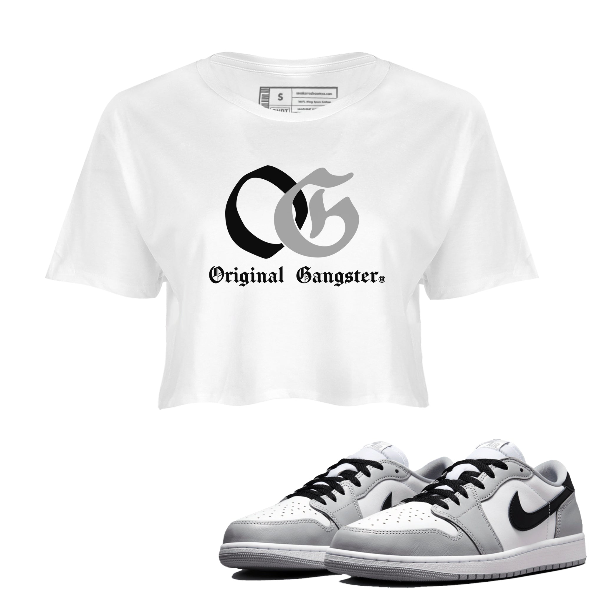 1s Wolf Grey Shirts To Match Jordans OG Original Gangster Sneaker Match Tees Air Jordan 1 Low OG Wolf Grey SNRT Sneaker Release Tees Streetwear Clothing brand White 1 crop tee