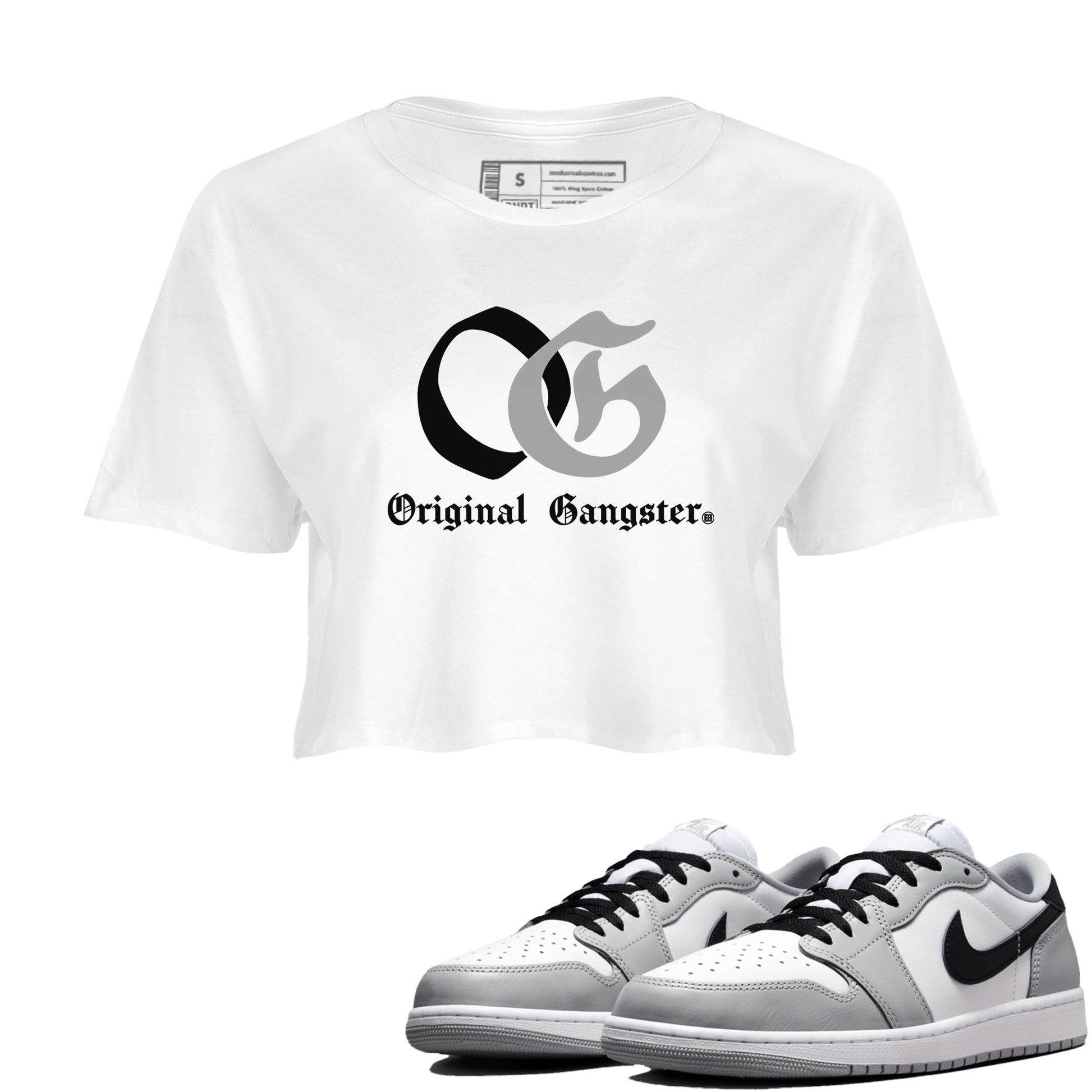 1s Wolf Grey Shirts To Match Jordans OG Original Gangster Sneaker Match Tees Air Jordan 1 Low OG Wolf Grey SNRT Sneaker Release Tees Streetwear Clothing brand White 1 crop tee