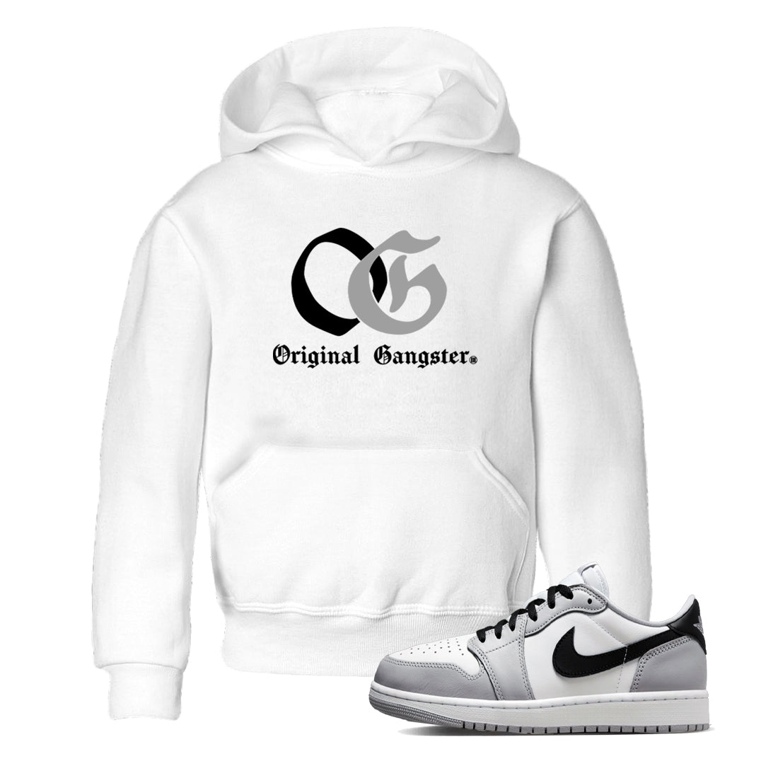 1s Wolf Grey Shirts To Match Jordans OG Original Gangster Sneaker Match Tees Air Jordan 1 Low OG Wolf Grey SNRT Sneaker Release Tees Streetwear Clothing brand Baby and Youth White 1 cotton tee