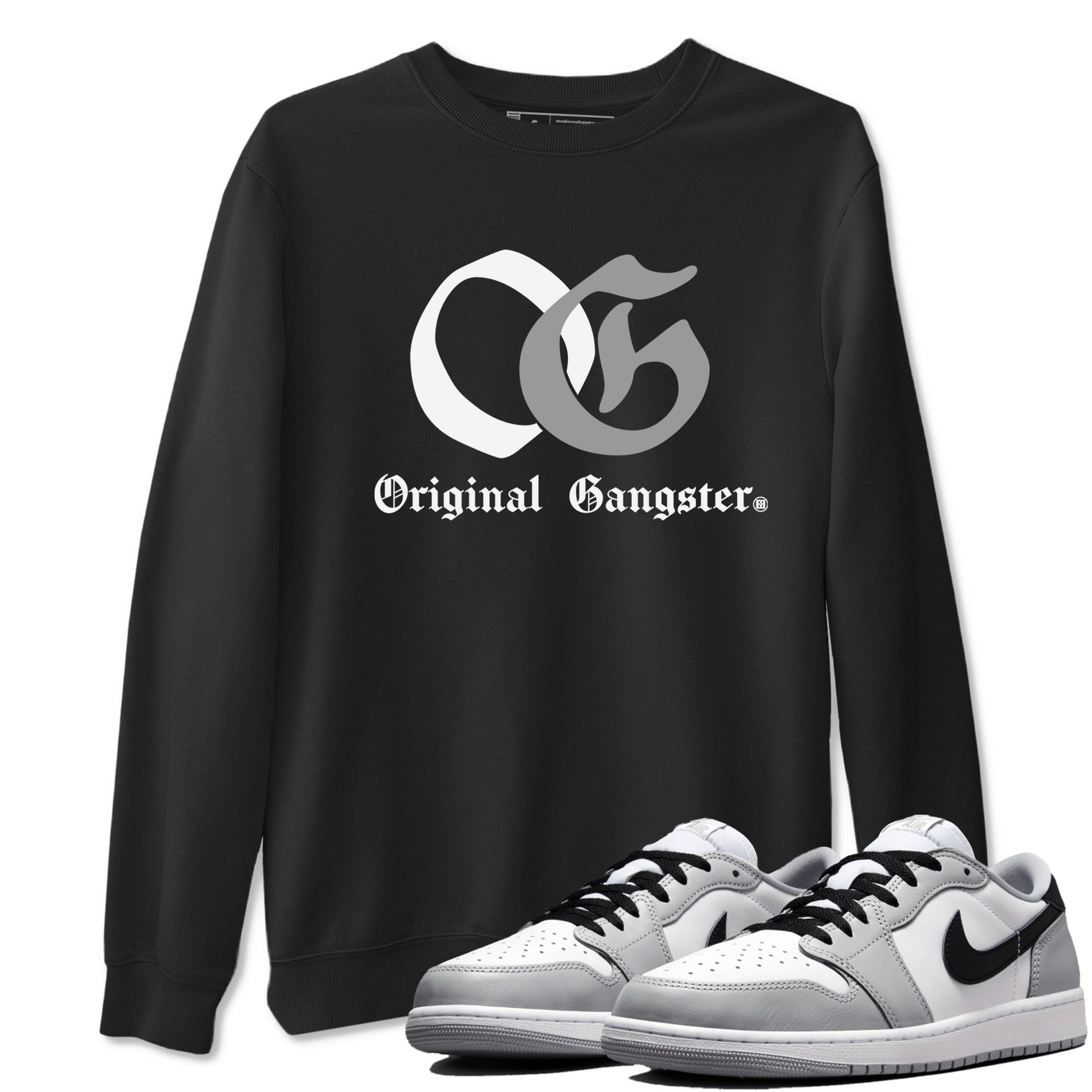 1s Wolf Grey Shirts To Match Jordans OG Original Gangster Sneaker Match Tees Air Jordan 1 Low OG Wolf Grey SNRT Sneaker Release Tees Streetwear Clothing brand Black 1 unisex cotton tee