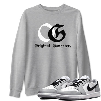 1s Wolf Grey Shirts To Match Jordans OG Original Gangster Sneaker Match Tees Air Jordan 1 Low OG Wolf Grey SNRT Sneaker Release Tees Streetwear Clothing brand Heather Grey 1 unisex cotton tee