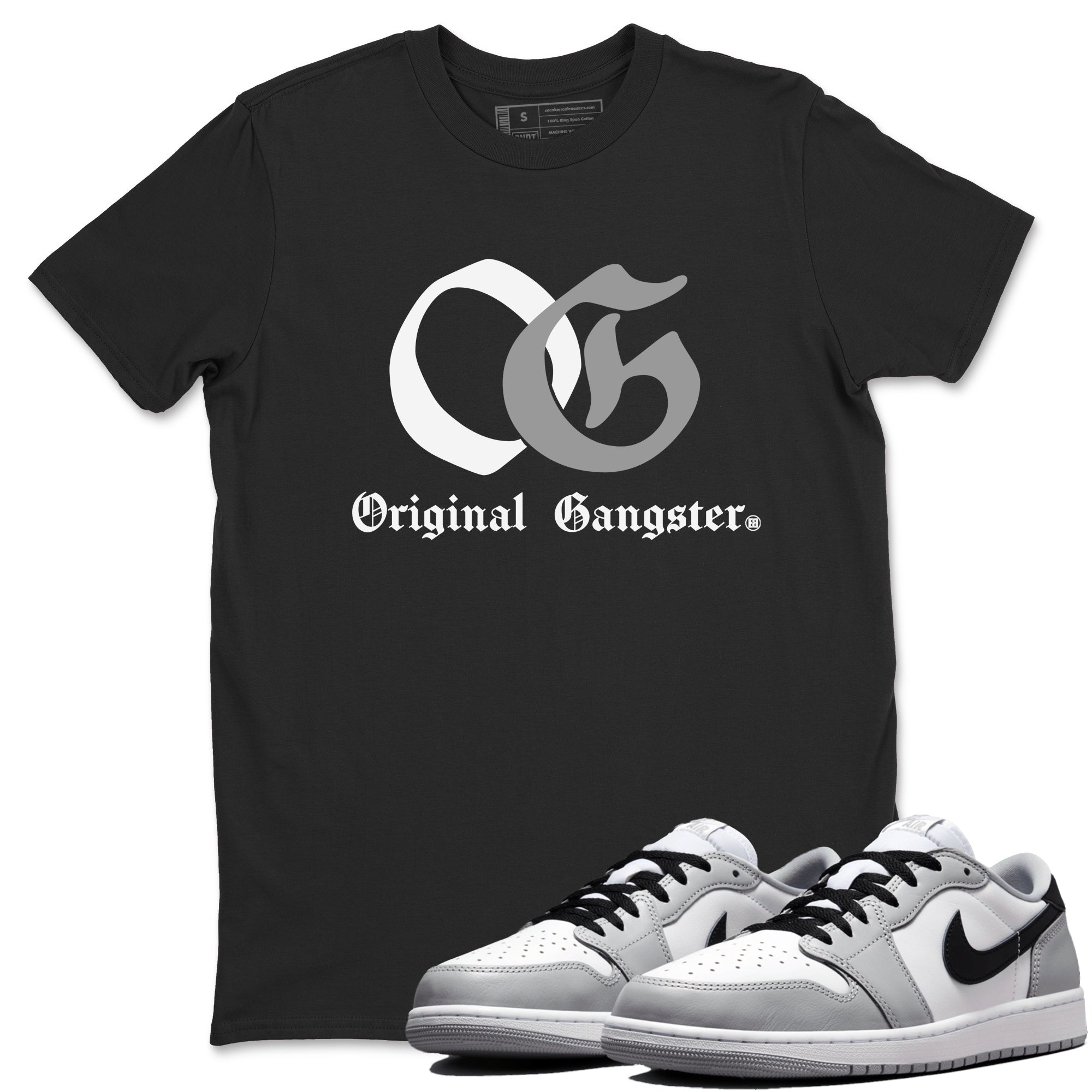 1s Wolf Grey Shirts To Match Jordans OG Original Gangster Sneaker Match Tees Air Jordan 1 Low OG Wolf Grey SNRT Sneaker Release Tees Streetwear Clothing brand Black 1 unisex cotton tee