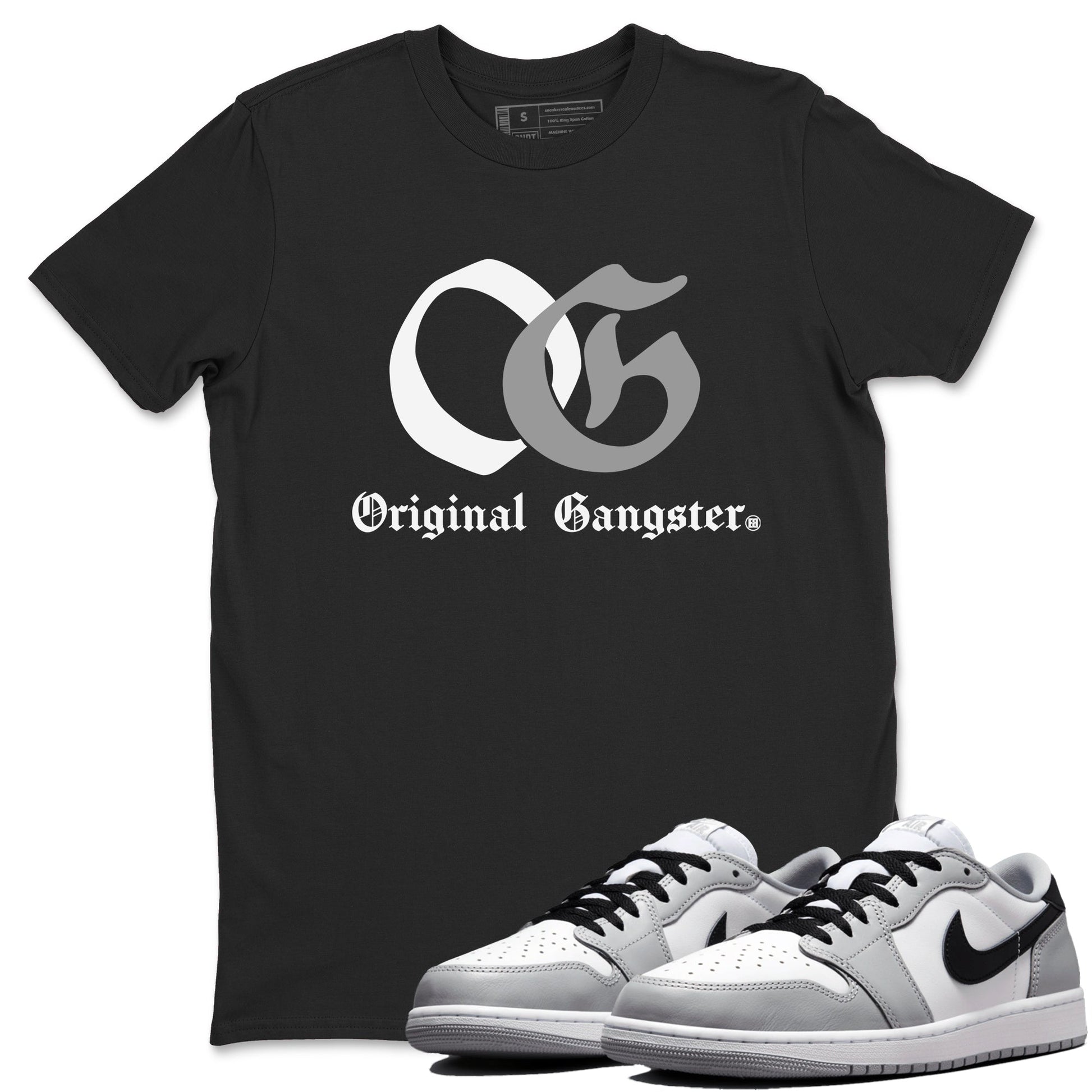 1s Wolf Grey Shirts To Match Jordans OG Original Gangster Sneaker Match Tees Air Jordan 1 Low OG Wolf Grey SNRT Sneaker Release Tees Streetwear Clothing brand Black 1 unisex cotton tee