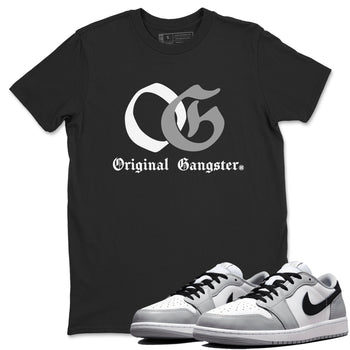 1s Wolf Grey Shirts To Match Jordans OG Original Gangster Sneaker Match Tees Air Jordan 1 Low OG Wolf Grey SNRT Sneaker Release Tees Streetwear Clothing brand Black 1 unisex cotton tee