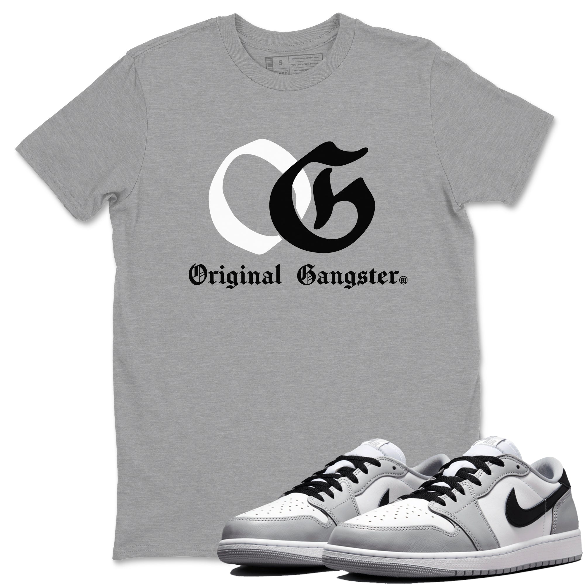 1s Wolf Grey Shirts To Match Jordans OG Original Gangster Sneaker Match Tees Air Jordan 1 Low OG Wolf Grey SNRT Sneaker Release Tees Streetwear Clothing brand Heather Grey 1 unisex cotton tee