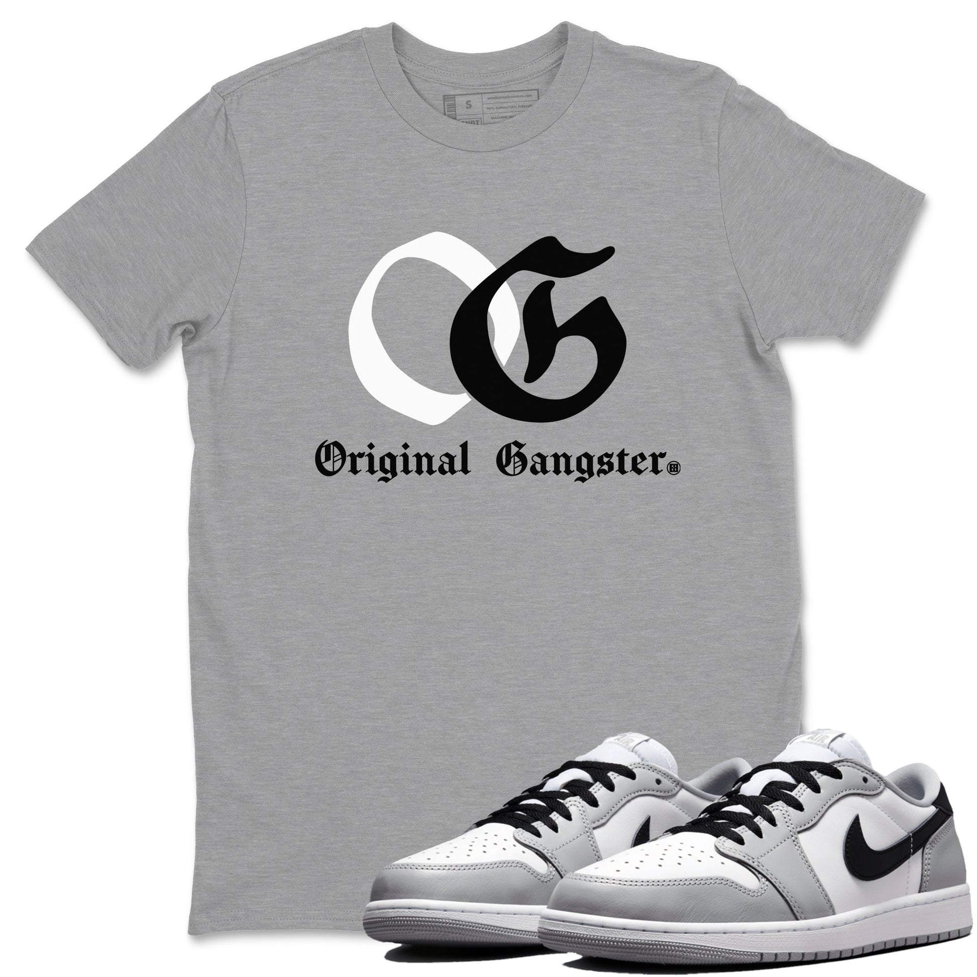1s Wolf Grey Shirts To Match Jordans OG Original Gangster Sneaker Match Tees Air Jordan 1 Low OG Wolf Grey SNRT Sneaker Release Tees Streetwear Clothing brand Heather Grey 1 unisex cotton tee