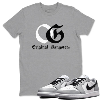 1s Wolf Grey Shirts To Match Jordans OG Original Gangster Sneaker Match Tees Air Jordan 1 Low OG Wolf Grey SNRT Sneaker Release Tees Streetwear Clothing brand Heather Grey 1 unisex cotton tee