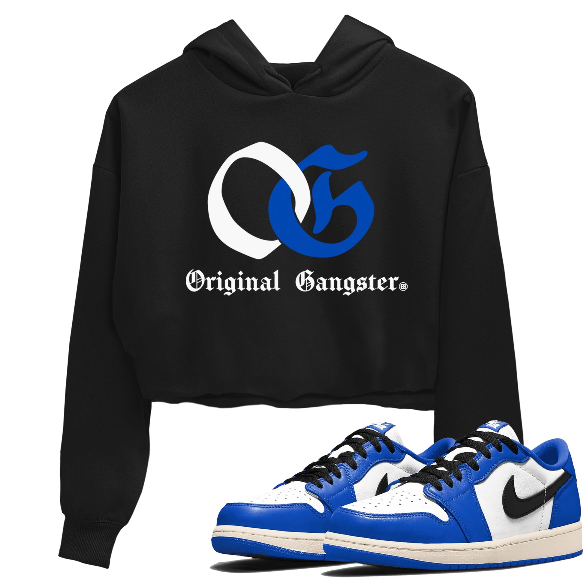 1s Game Royal shirts to match jordans OG Original Gangster sneaker match tees Air Jordan 1 Retro Low OG Game Royal match shoes to clothes SNRT Sneaker Tees unisex cotton Black 1 crop tee