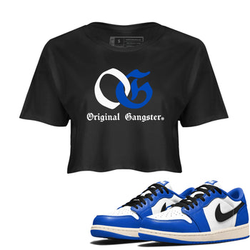 1s Game Royal shirts to match jordans OG Original Gangster sneaker match tees Air Jordan 1 Retro Low OG Game Royal match shoes to clothes SNRT Sneaker Tees unisex cotton Black 1 crop tee