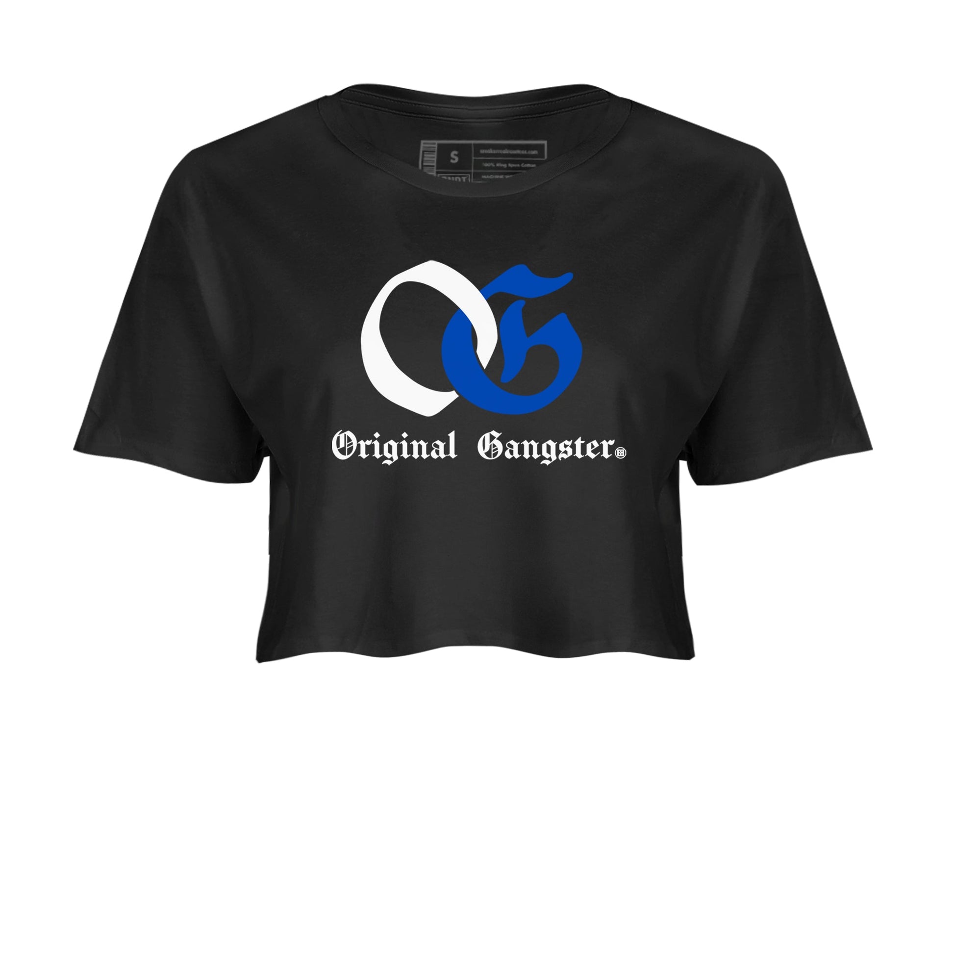 1s Game Royal shirts to match jordans OG Original Gangster sneaker match tees Air Jordan 1 Retro Low OG Game Royal match shoes to clothes SNRT Sneaker Tees unisex cotton Black 2 crop tee