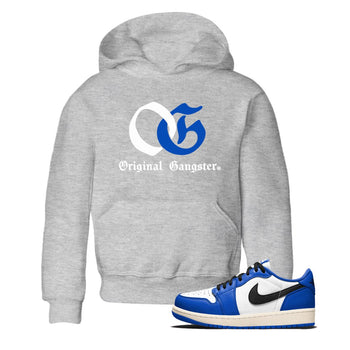 1s Game Royal shirts to match jordans OG Original Gangster sneaker match tees Air Jordan 1 Retro Low OG Game Royal match shoes to clothes SNRT Sneaker Tees Youth Baby Heather Grey 1 tee