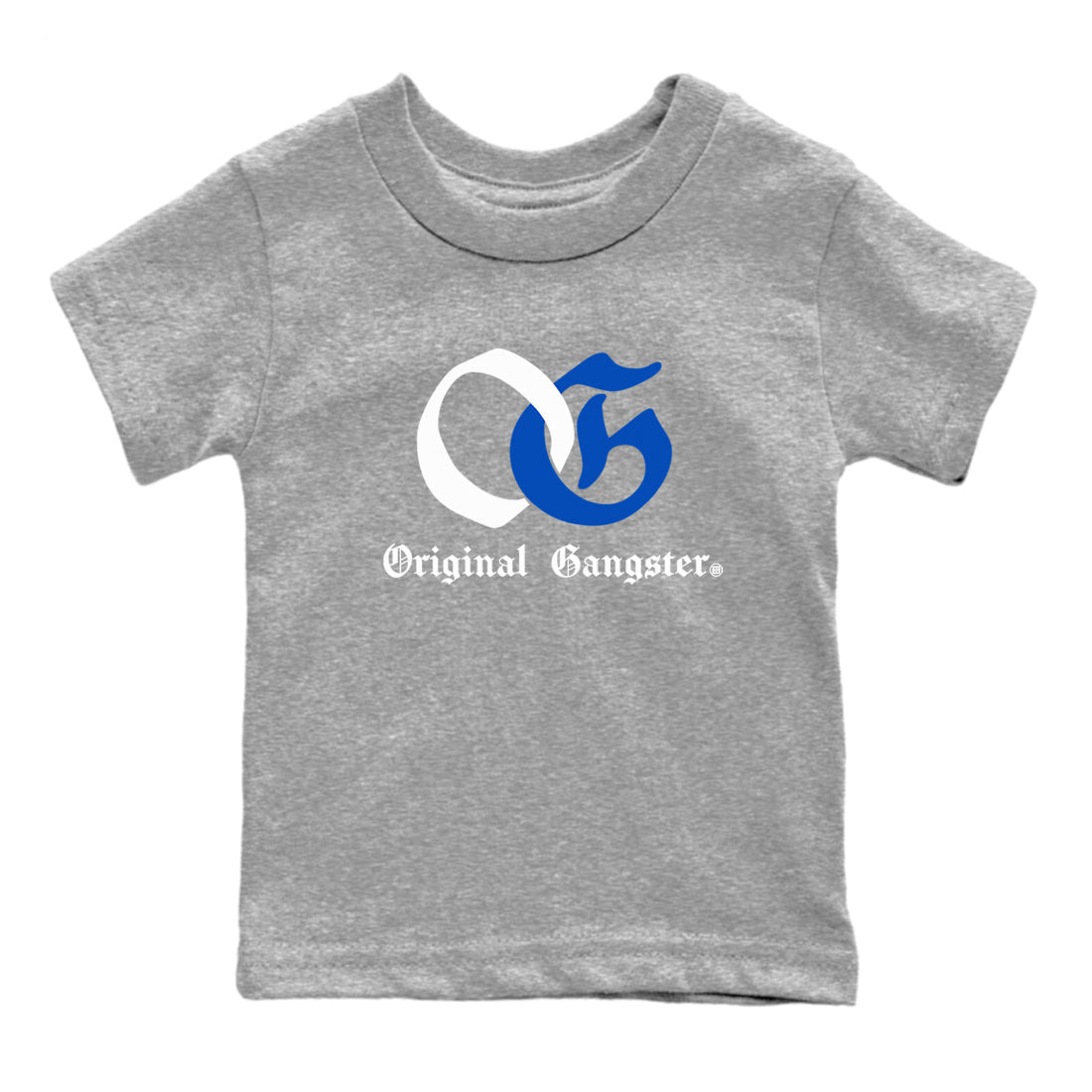 1s Game Royal shirts to match jordans OG Original Gangster sneaker match tees Air Jordan 1 Retro Low OG Game Royal match shoes to clothes SNRT Sneaker Tees Youth Baby Heather Grey 2 tee
