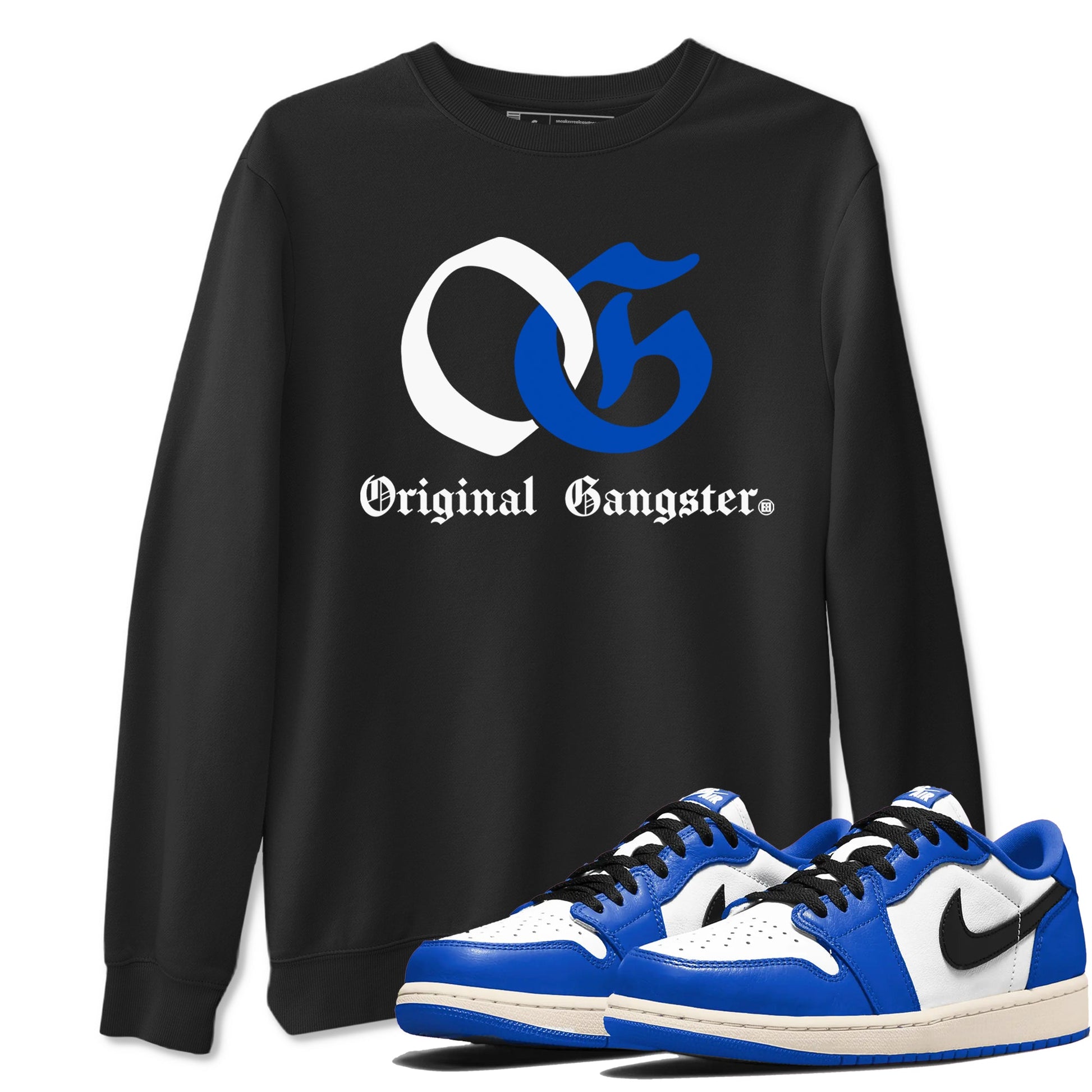 1s Game Royal shirts to match jordans OG Original Gangster sneaker match tees Air Jordan 1 Retro Low OG Game Royal match shoes to clothes SNRT Sneaker Tees unisex cotton Black 1 shirts