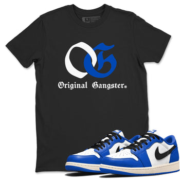 1s Game Royal shirts to match jordans OG Original Gangster sneaker match tees Air Jordan 1 Retro Low OG Game Royal match shoes to clothes SNRT Sneaker Tees unisex cotton Black 1 shirts