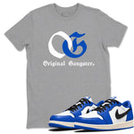 1s Game Royal shirts to match jordans OG Original Gangster sneaker match tees Air Jordan 1 Retro Low OG Game Royal match shoes to clothes SNRT Sneaker Tees unisex cotton Heather Grey 1 shirts