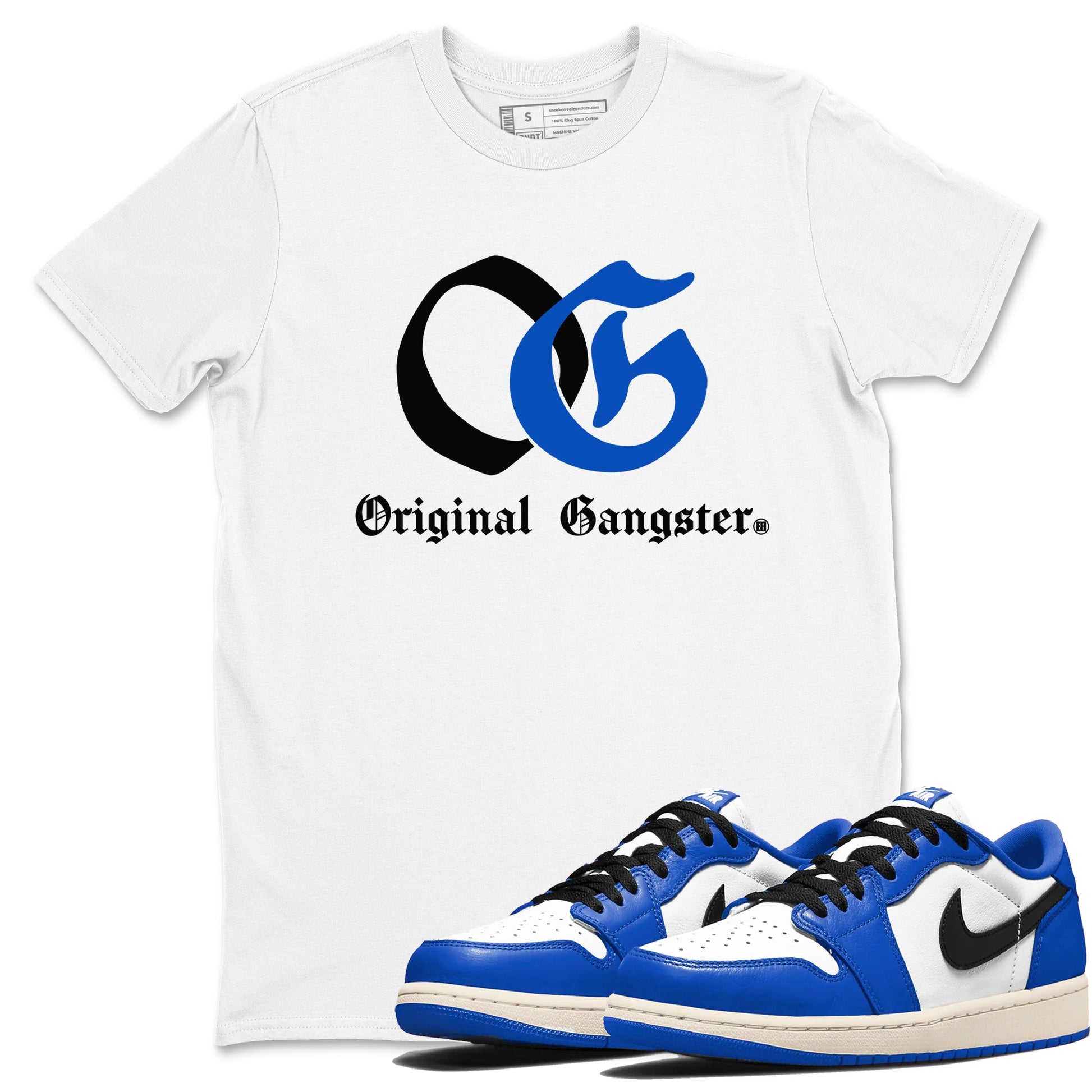 1s Game Royal shirts to match jordans OG Original Gangster sneaker match tees Air Jordan 1 Retro Low OG Game Royal match shoes to clothes SNRT Sneaker Tees unisex cotton White 1 shirts