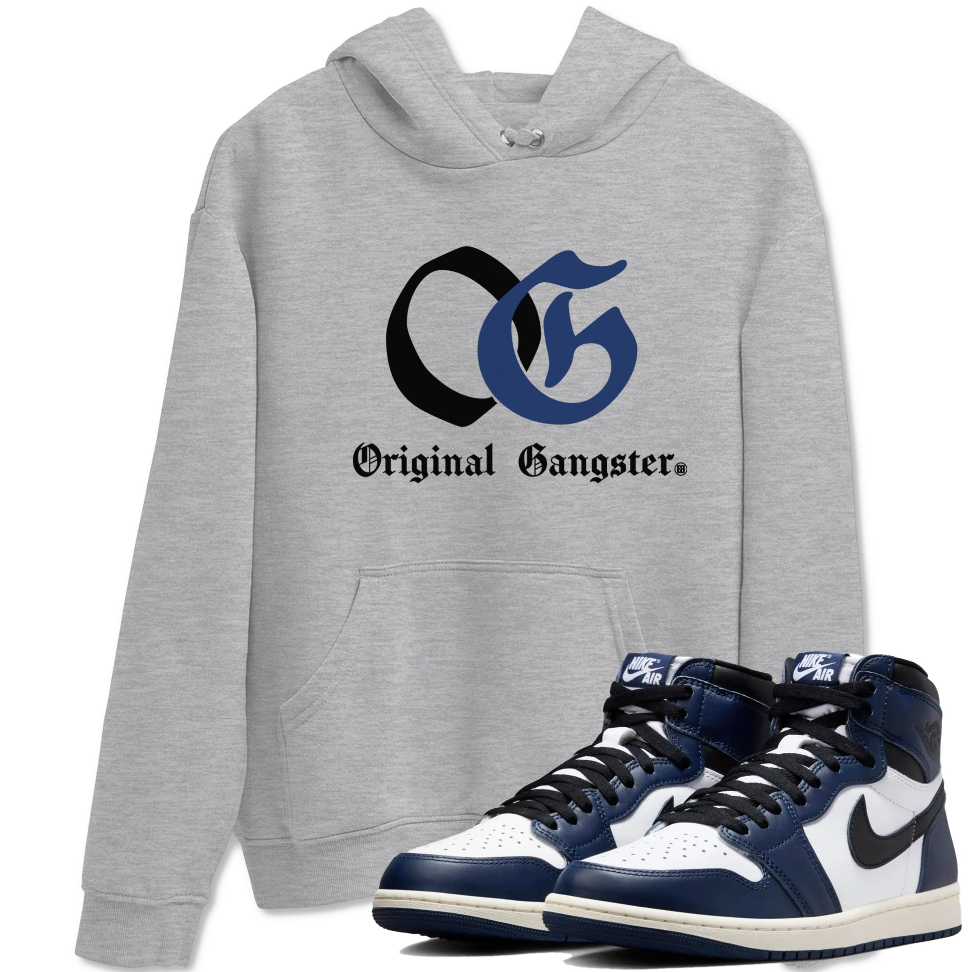 1s Midnight Navy shirts to match jordans OG Original Gangster sneaker match tees Air Jordan 1 Midnight Navy match shoes to clothes SNRT Sneaker Tees unisex cotton Heather Grey 1 shirts