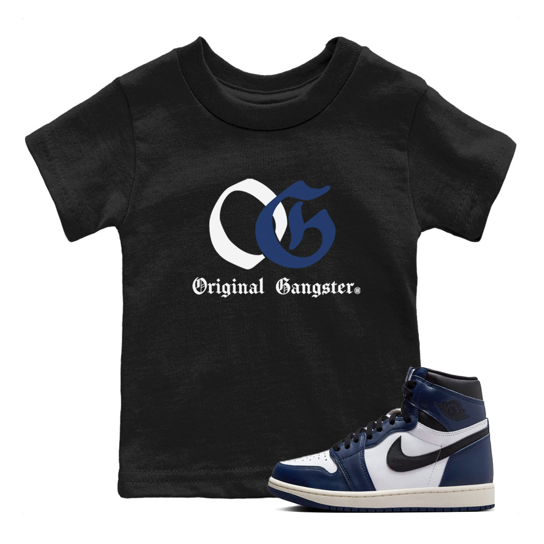 1s Midnight Navy shirts to match jordans OG Original Gangster sneaker match tees Air Jordan 1 Midnight Navy match shoes to clothes SNRT Sneaker Tees Youth Baby Black 1 tee
