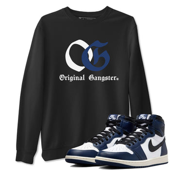 1s Midnight Navy shirts to match jordans OG Original Gangster sneaker match tees Air Jordan 1 Midnight Navy match shoes to clothes SNRT Sneaker Tees unisex cotton Black 1 shirts