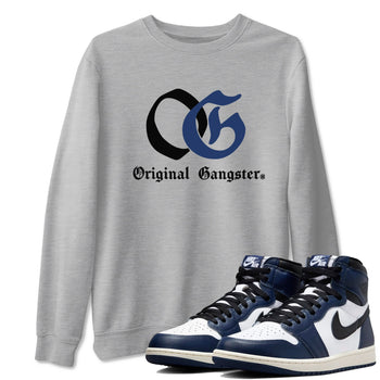 1s Midnight Navy shirts to match jordans OG Original Gangster sneaker match tees Air Jordan 1 Midnight Navy match shoes to clothes SNRT Sneaker Tees unisex cotton Heather Grey 1 shirts