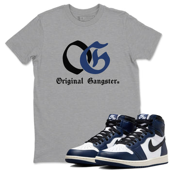 1s Midnight Navy shirts to match jordans OG Original Gangster sneaker match tees Air Jordan 1 Midnight Navy match shoes to clothes SNRT Sneaker Tees unisex cotton Heather Grey 1 shirts