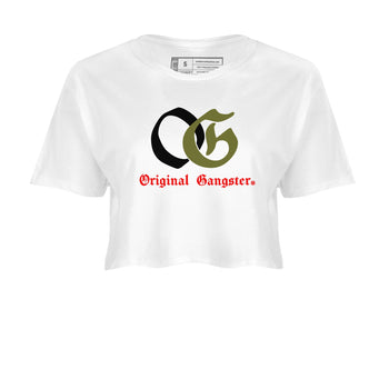 1s Travis Scott Medium Olive shirts to match jordans OG Original Gangster sneaker match tees Air Jordan 1 Travis Scott Medium Olive SNRT Sneaker Tees streetwear brand White 2 crop tee