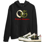 1s Travis Scott Medium Olive shirts to match jordans OG Original Gangster sneaker match tees Air Jordan 1 Travis Scott Medium Olive SNRT Sneaker Tees streetwear brand Black 1 unisex cotton tee