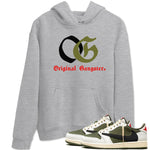 1s Travis Scott Medium Olive shirts to match jordans OG Original Gangster sneaker match tees Air Jordan 1 Travis Scott Medium Olive SNRT Sneaker Tees streetwear brand Heather Grey 1 unisex cotton tee