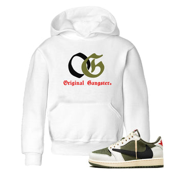 1s Travis Scott Medium Olive shirts to match jordans OG Original Gangster sneaker match tees Air Jordan 1 Travis Scott Medium Olive SNRT Sneaker Tees streetwear brand Baby and Youth White 1 cotton tee