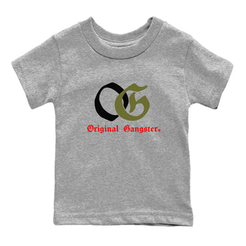 1s Travis Scott Medium Olive shirts to match jordans OG Original Gangster sneaker match tees Air Jordan 1 Travis Scott Medium Olive SNRT Sneaker Tees streetwear brand Baby and Youth Heather Grey 2 cotton tee