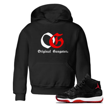 11s Bred Velvet shirts to match jordans OG Original Gangster sneaker match tees Air Jordan 11 Bred Velvet SNRT Sneaker Release Tees Youth Baby Black 1 crew neck shirts