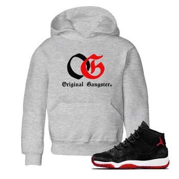 11s Bred Velvet shirts to match jordans OG Original Gangster sneaker match tees Air Jordan 11 Bred Velvet SNRT Sneaker Release Tees Youth Baby Heather Grey 1 crew neck shirts