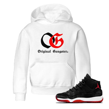 11s Bred Velvet shirts to match jordans OG Original Gangster sneaker match tees Air Jordan 11 Bred Velvet SNRT Sneaker Release Tees Youth Baby White 1 crew neck shirts