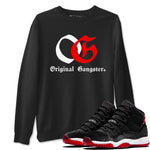 11s Bred Velvet shirts to match jordans OG Original Gangster sneaker match tees Air Jordan 11 Bred Velvet SNRT Sneaker Release Tees unisex cotton Black 1 crew neck shirts