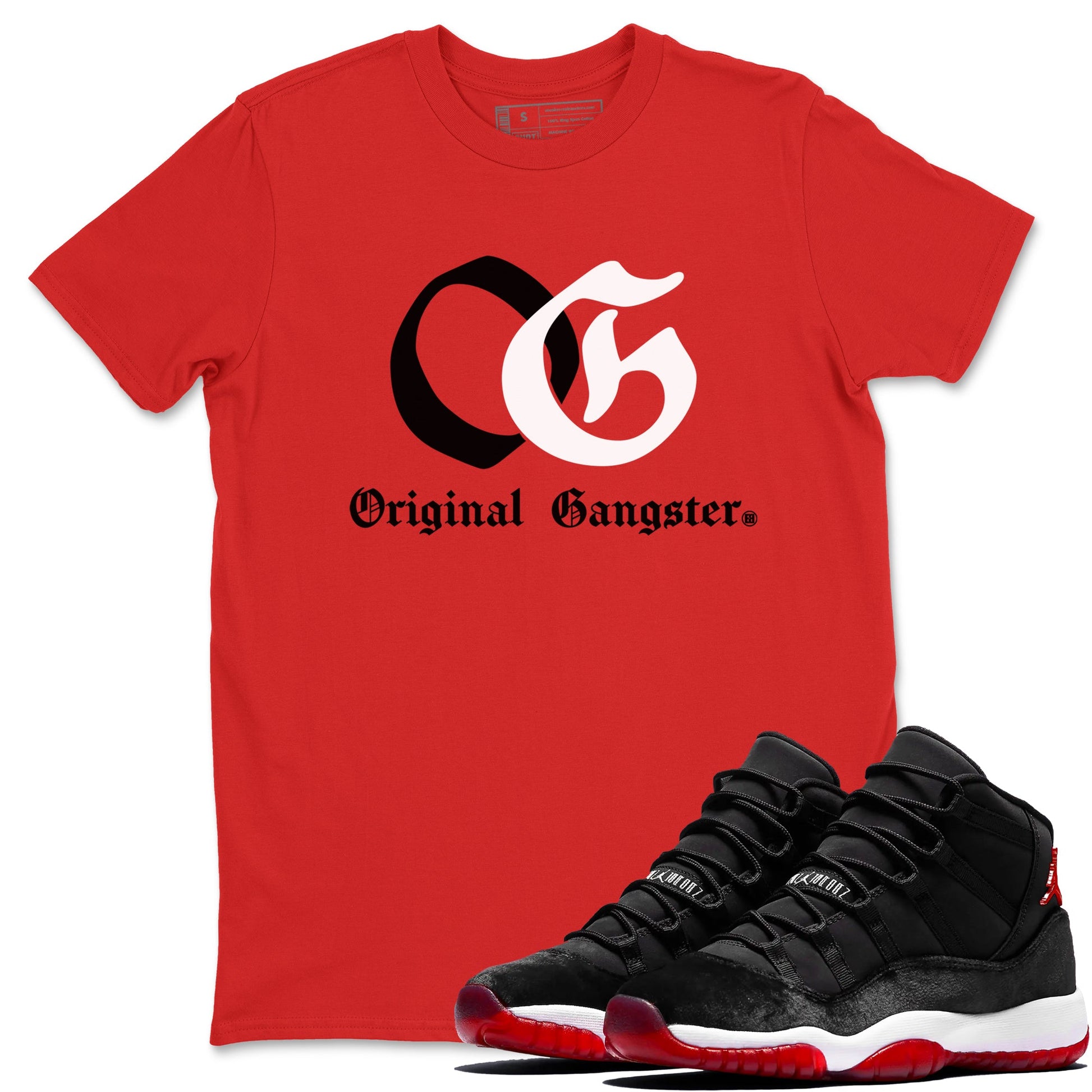 11s Bred Velvet shirts to match jordans OG Original Gangster sneaker match tees Air Jordan 11 Bred Velvet SNRT Sneaker Release Tees unisex cotton Red 1 crew neck shirts