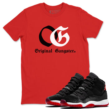 11s Bred Velvet shirts to match jordans OG Original Gangster sneaker match tees Air Jordan 11 Bred Velvet SNRT Sneaker Release Tees unisex cotton Red 1 crew neck shirts